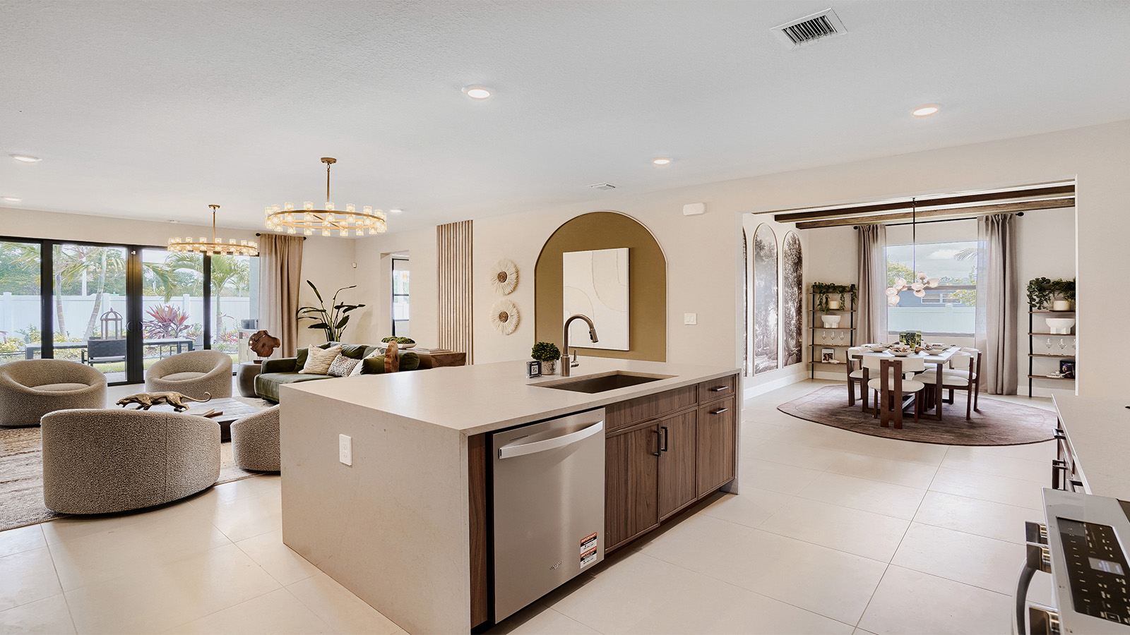 open conceptvkitchen with waterfall island