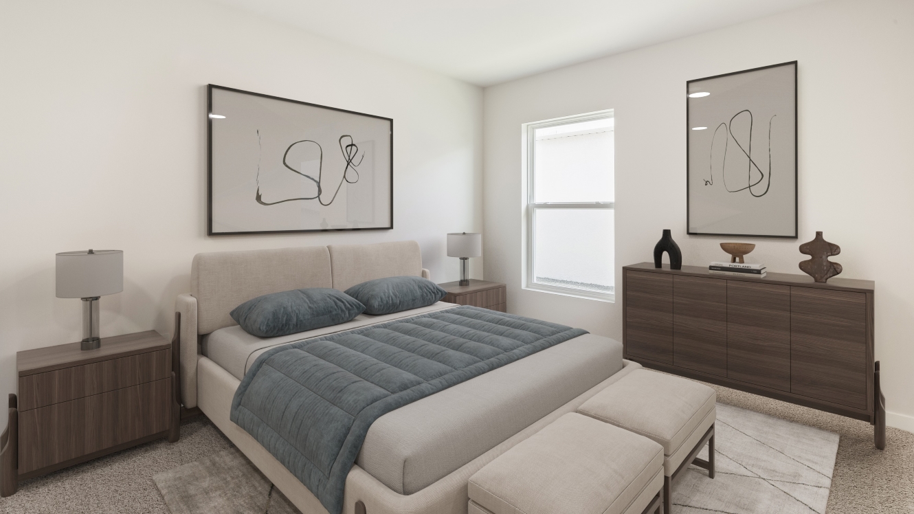 Inside of the third bedroom. Window brings in natural light
