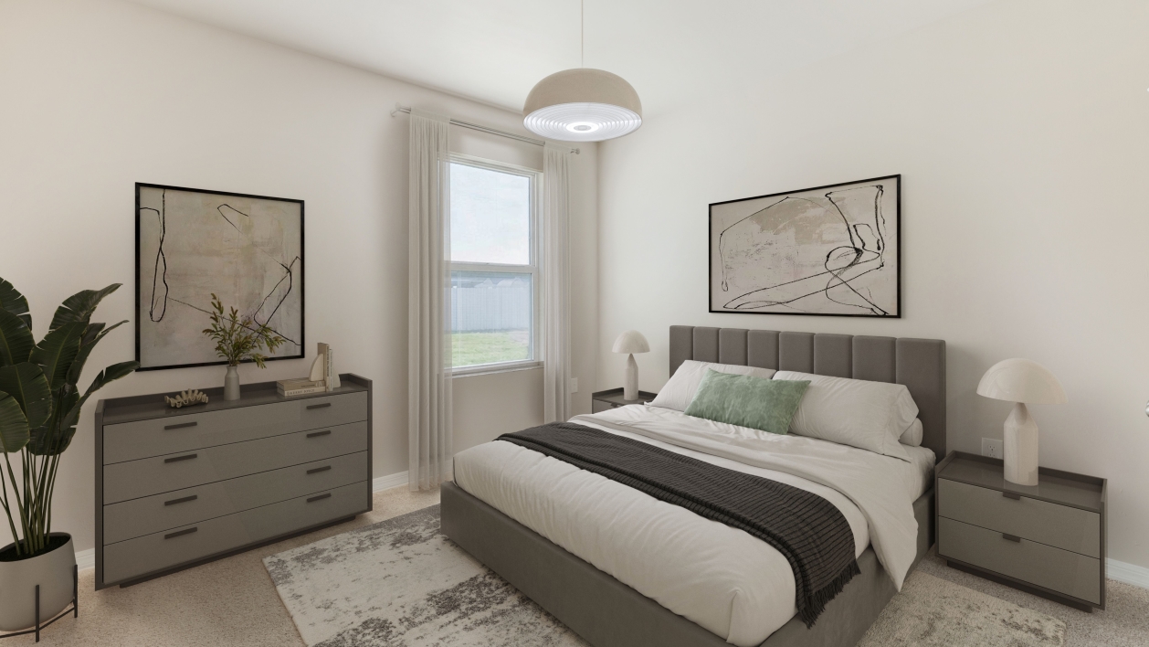 Inside of the virtually staged Hayden in Coral Bay, located in North Fort Myers, FL.