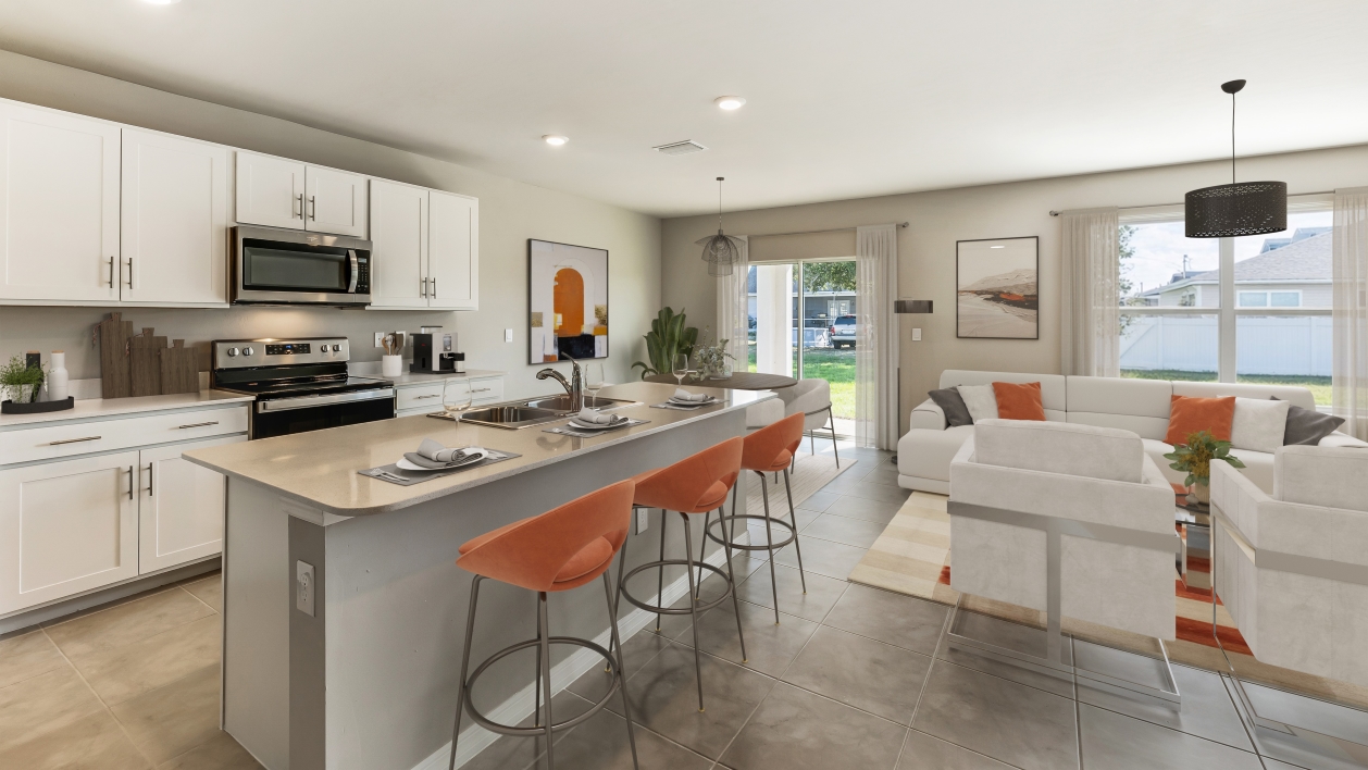 Inside of the virtually staged Hayden in Coral Bay, located in North Fort Myers, FL.