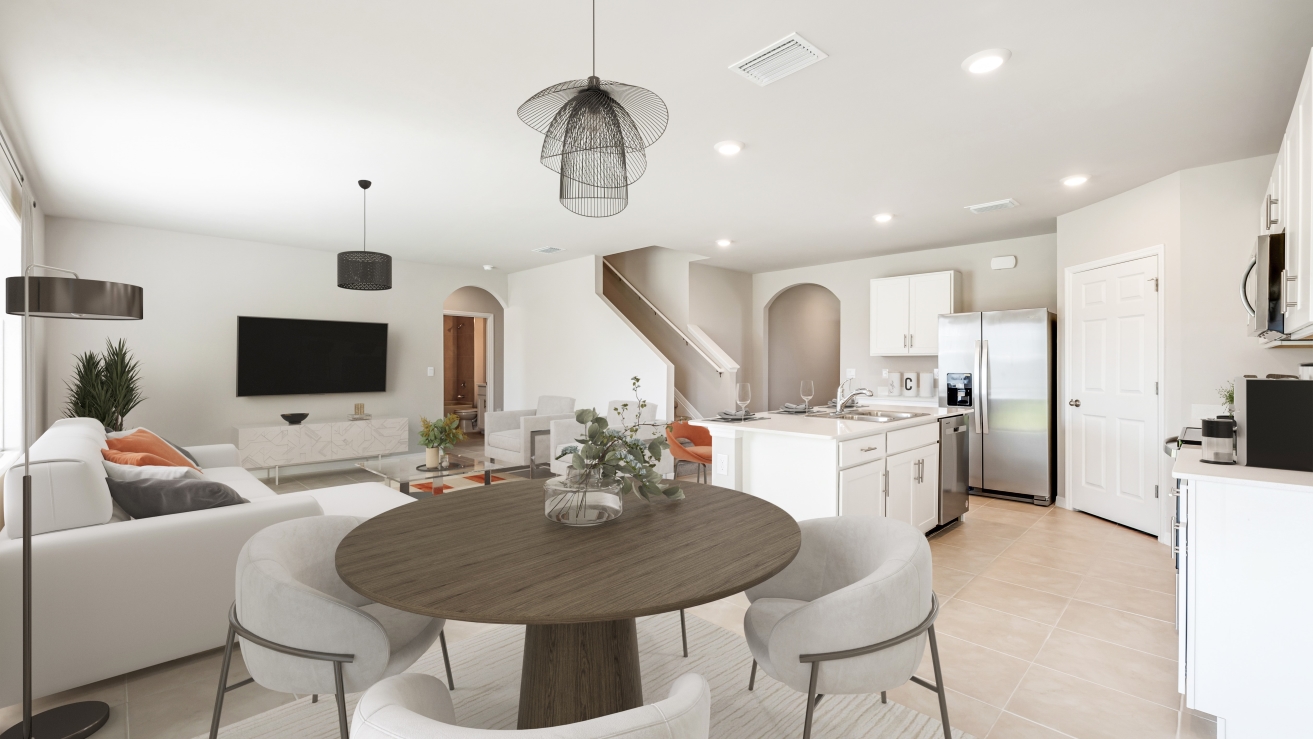 Inside of the virtually staged Hayden in Coral Bay, located in North Fort Myers, FL.