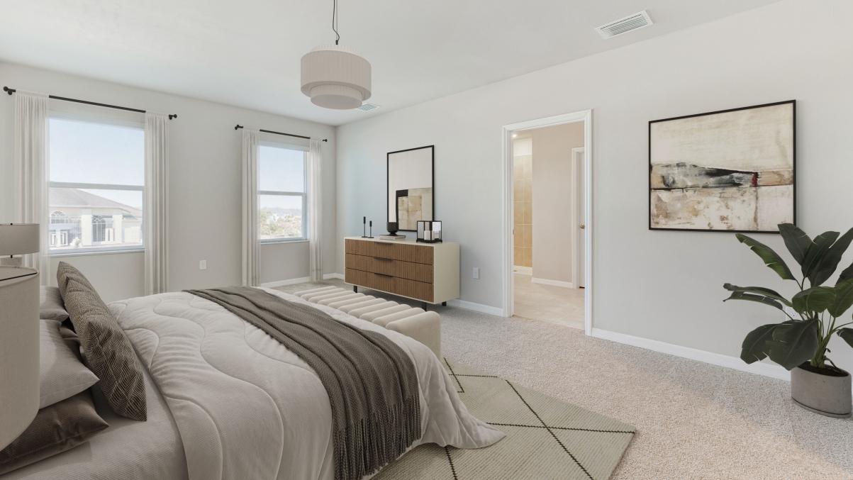 Inside of the virtually staged Hayden in Coral Bay, located in North Fort Myers, FL.