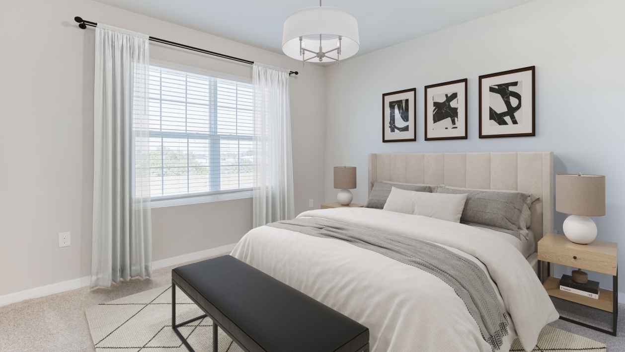 Inside of the virtually staged Hayden in Coral Bay, located in North Fort Myers, FL.