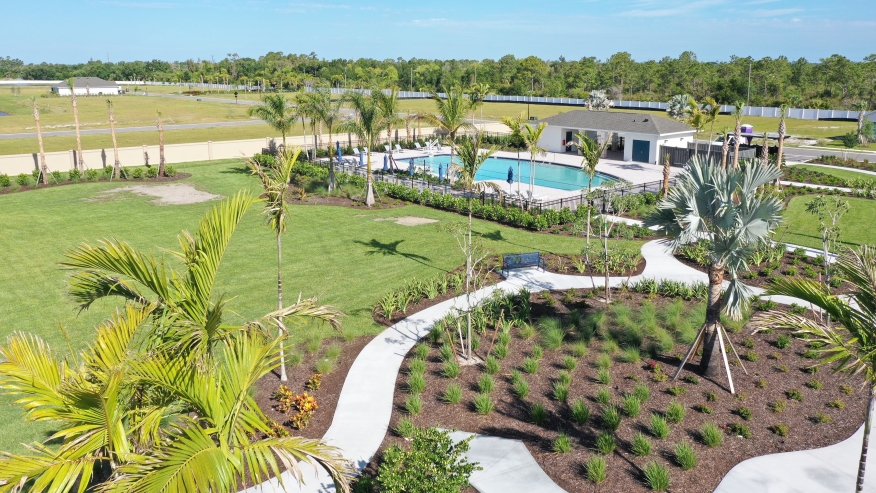 Aerial of the Pool/Amenity Center at Seagrass in Punta Gorda