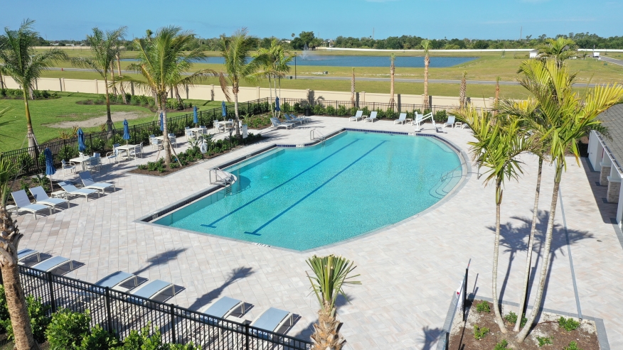 Aerial of the Pool/Amenity Center at Seagrass in Punta Gorda