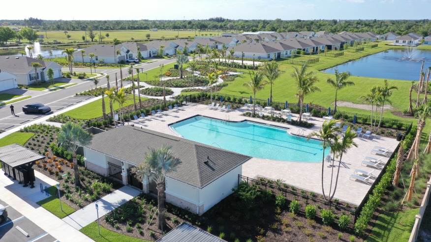 Aerial of the Pool/Amenity Center at Seagrass in Punta Gorda