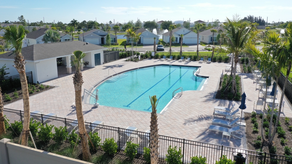 Aerial of the Pool/Amenity Center at Seagrass in Punta Gorda