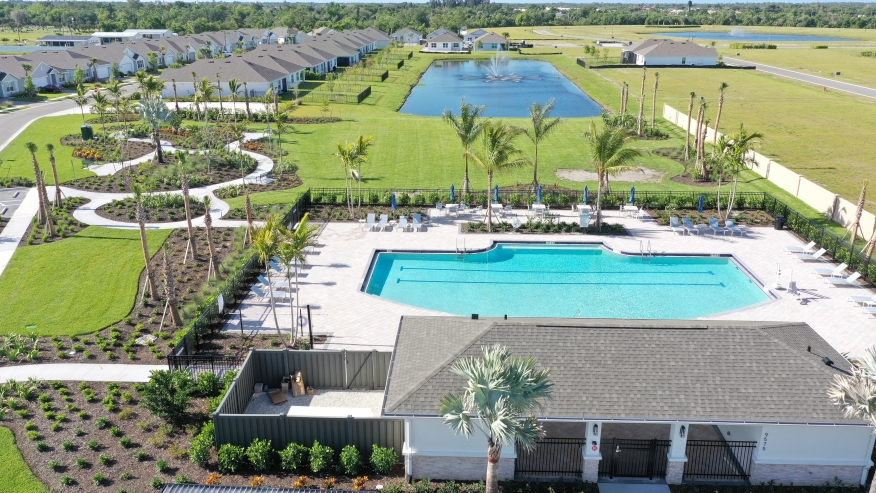 Aerial of the Pool/Amenity Center at Seagrass in Punta Gorda