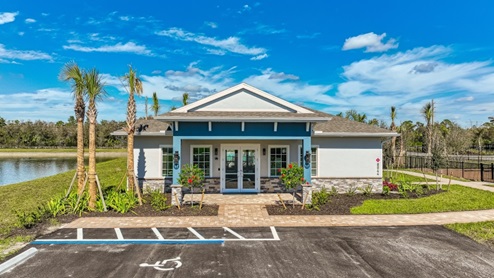 Exterior view of club house and fitness center