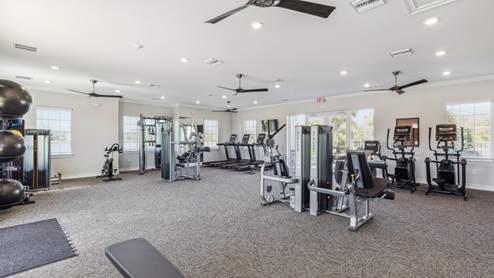Fitness center view of exercise machines