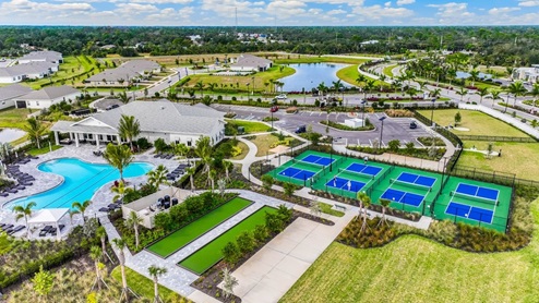 Amenity view of Pool and Pickle ball/Bocce courts