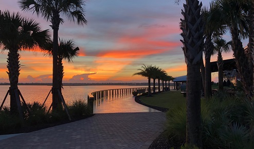 Boardwalk at sunrise