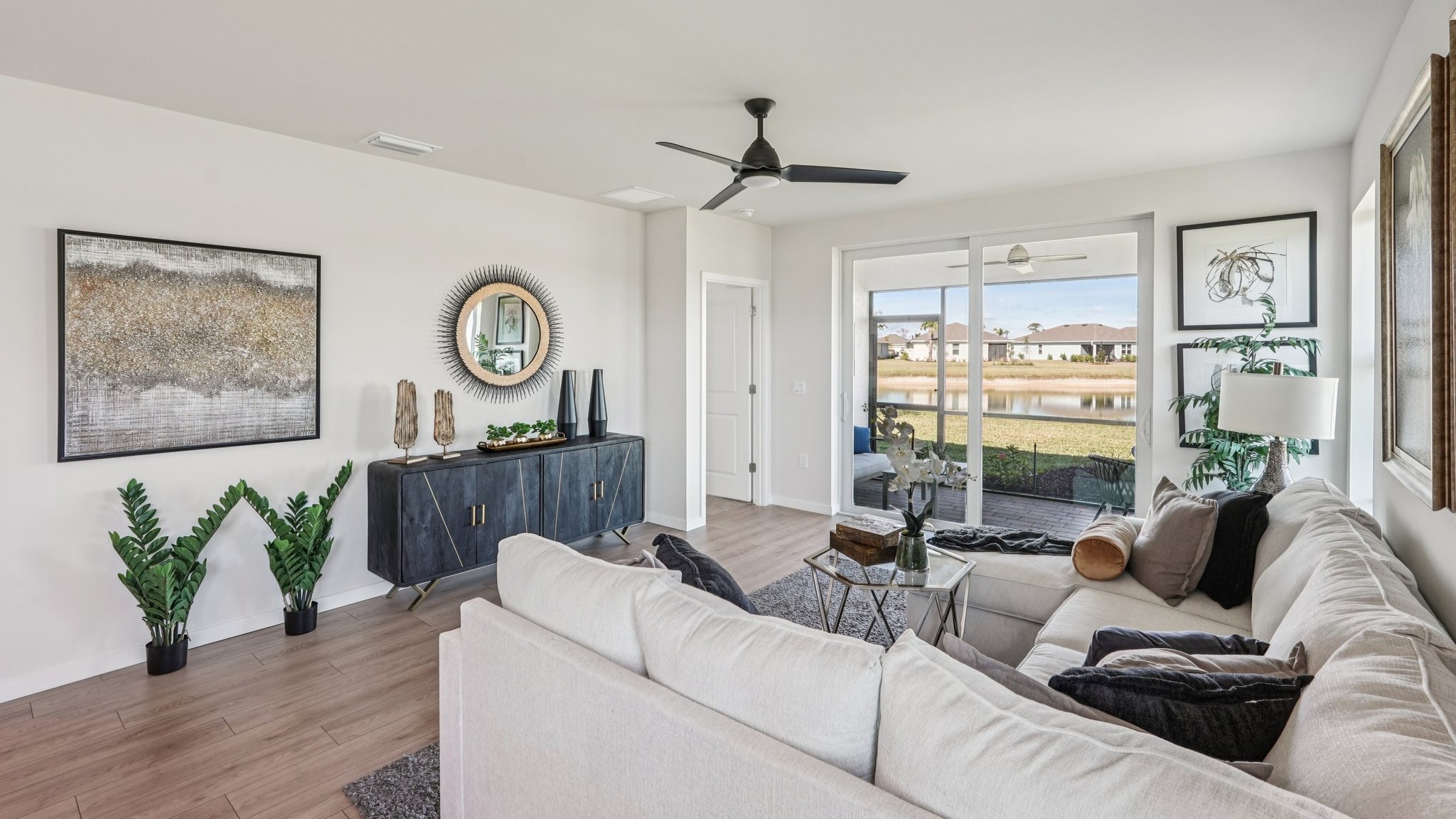 Another angle of the Carrington living room. This angle shows how the room connects to a bedroom.