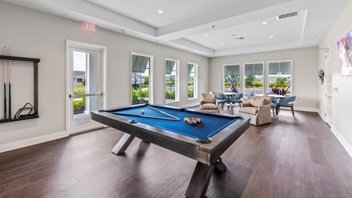 Inside of the amenity center pool tables