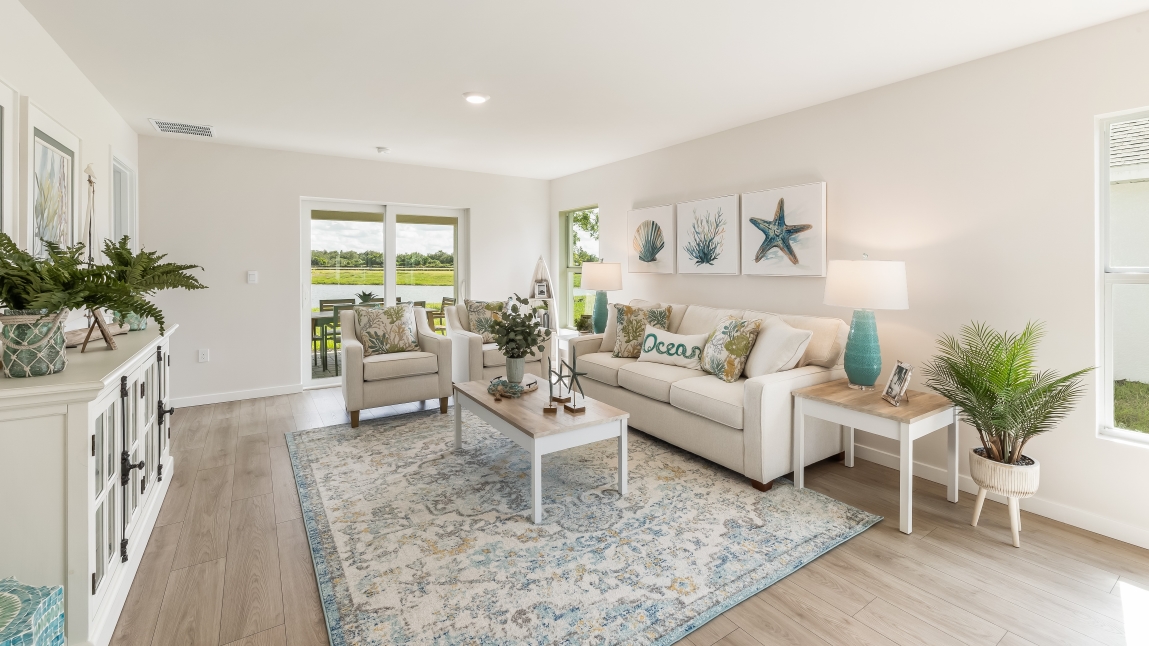 Inside of the living room. Sliding door brings in natural lighting