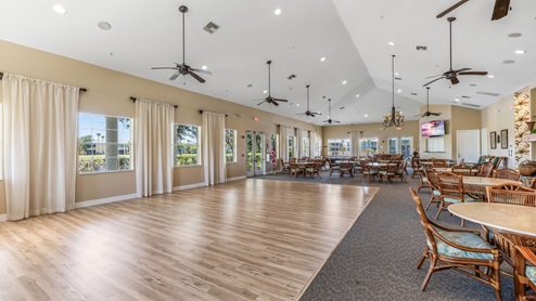 Inside the Amenity center event space and dance floor.