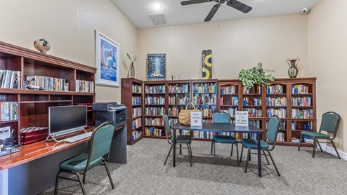 Community library with bookshelves