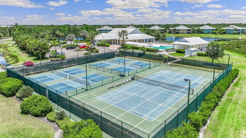 Ariel view of pickle ball courts/tennis courts