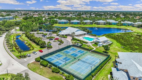 Ariel view of pickle ball courts/tennis courts