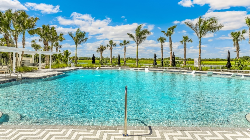 Outside of the amenity clubhouse pool
