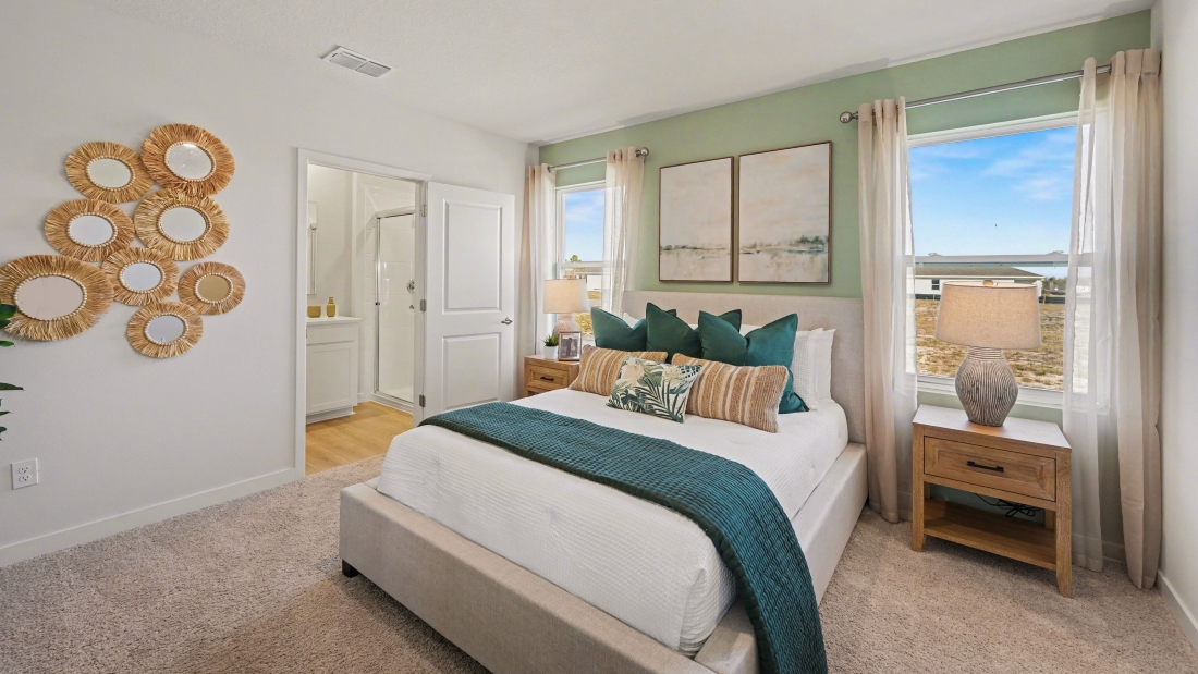 Inside of the Harper model in Central, FL. Primary bedroom