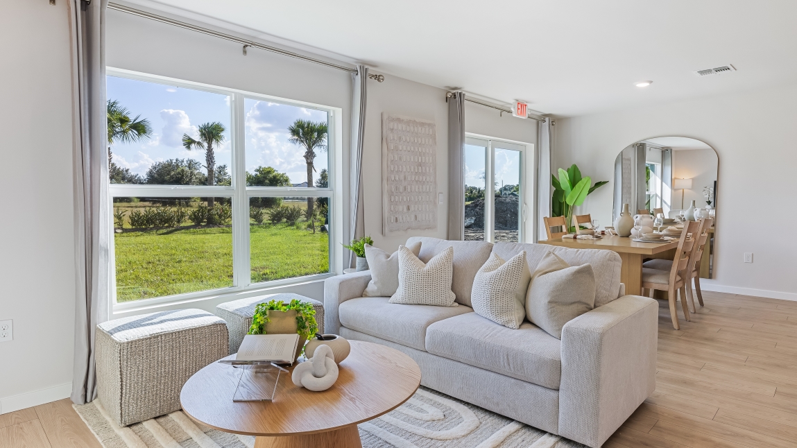 Inside of the Freeport II Model Home - living room and dining room