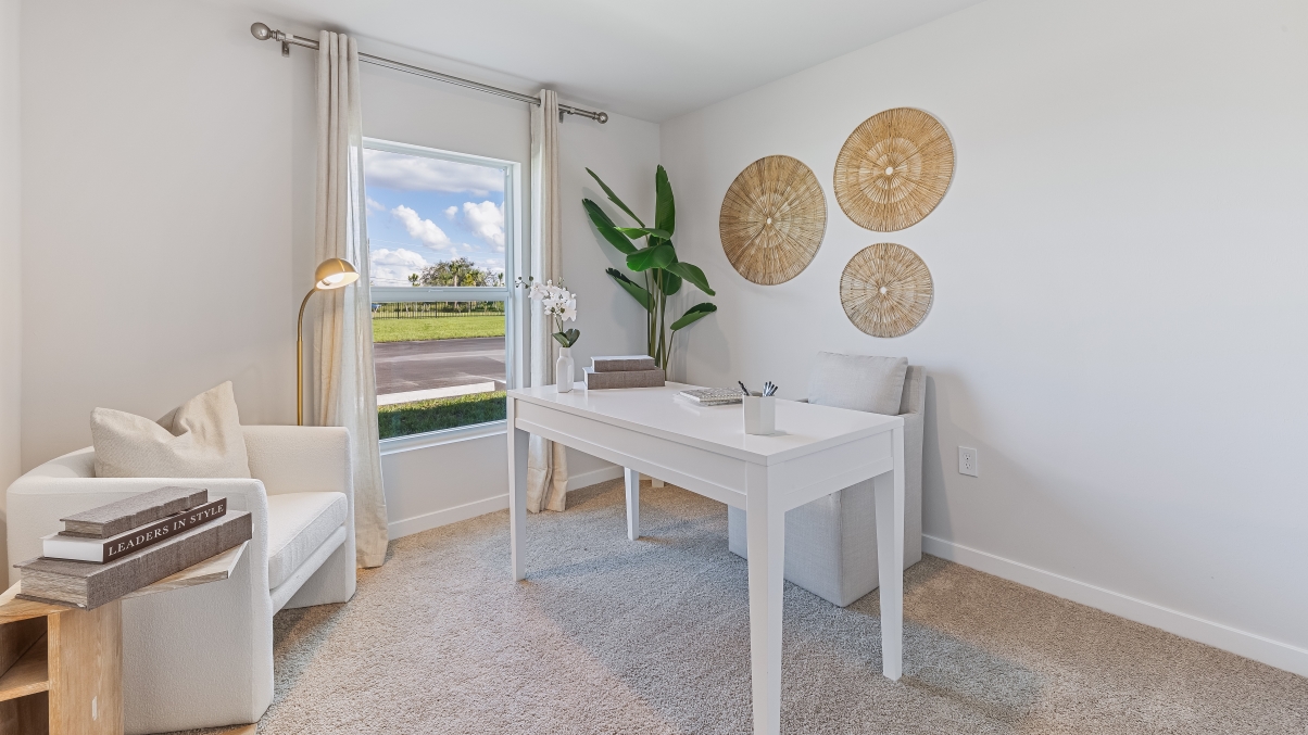 Inside of the Freeport II Model Home - office space
