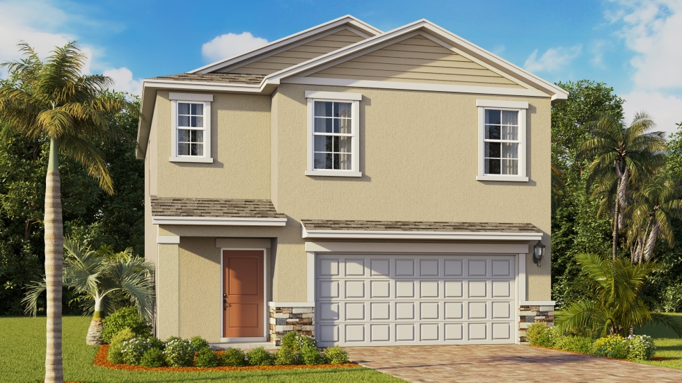 Outside of the Crestview home. A two story floorplan coming to Avalon in Lehigh Acres, FL.