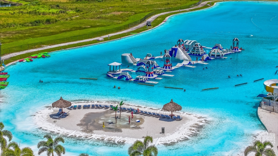 Arial of the water courses on the lagoon