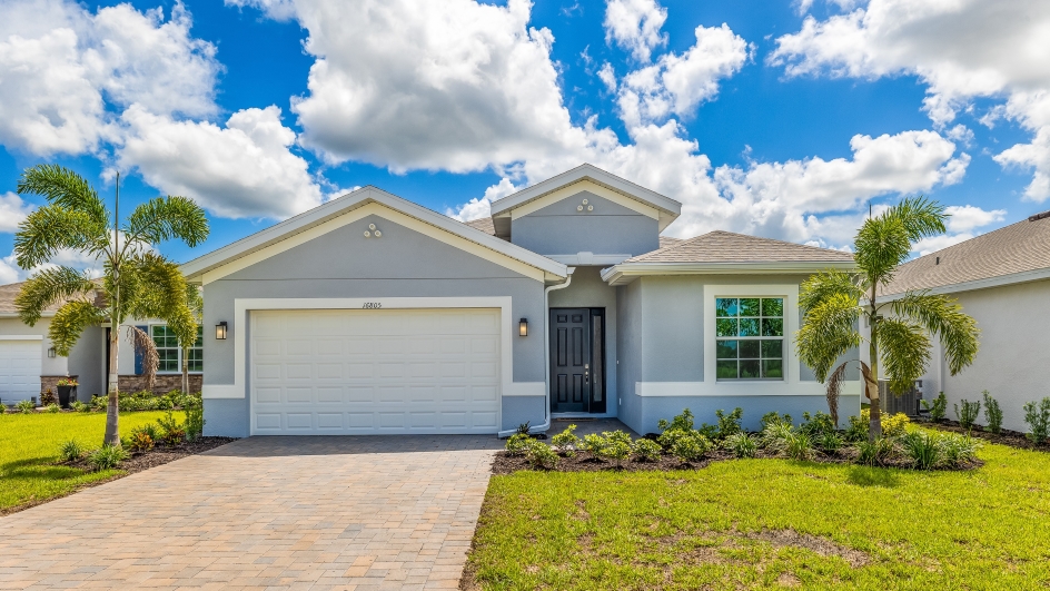Outside of the Shelby Model Home. Elevation B