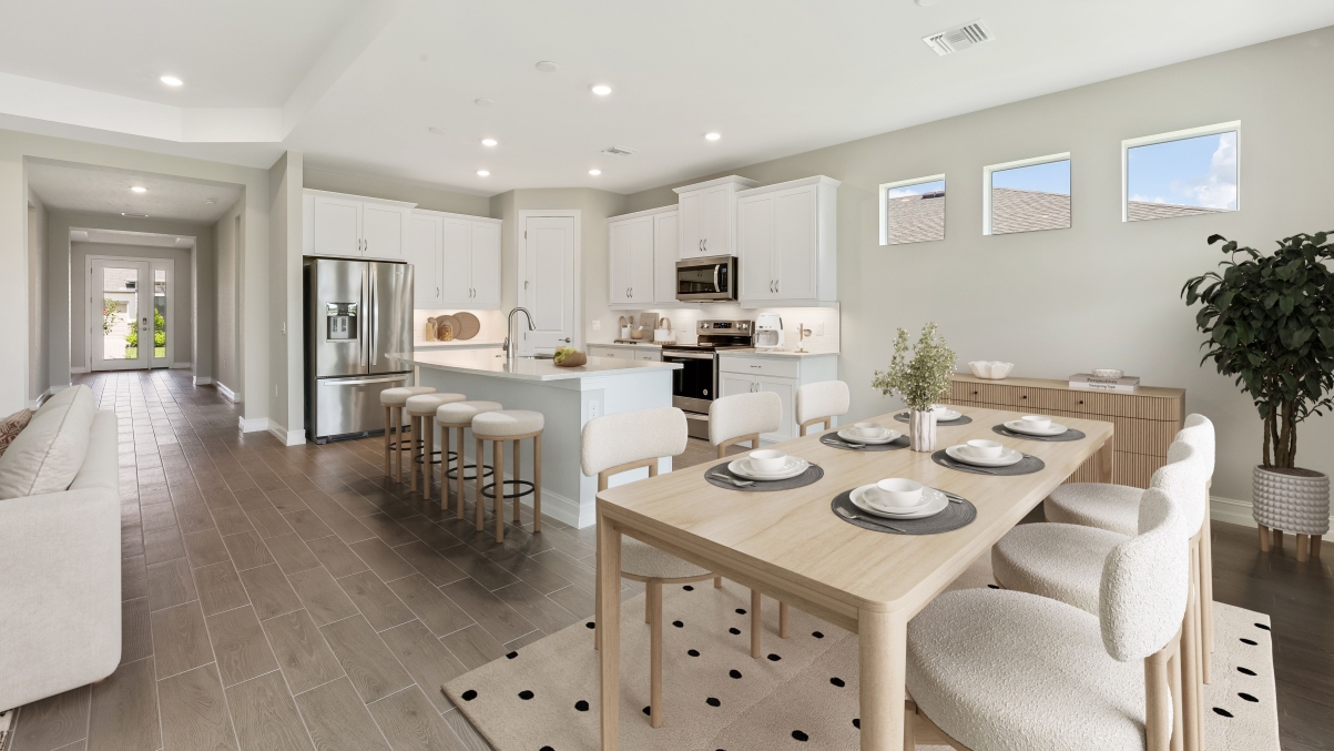 Inside of the Shelby home dining room and kitchen.