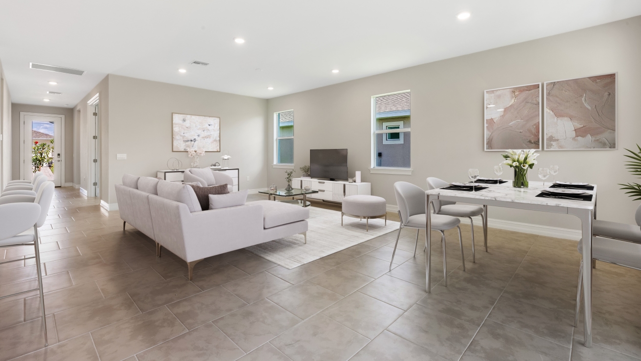 Another angle of the Clifton living room and dining room