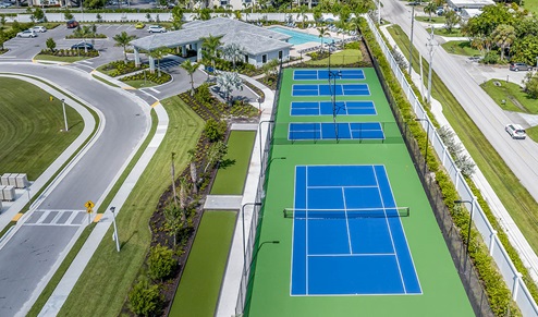 Aerial view of the tennis courts