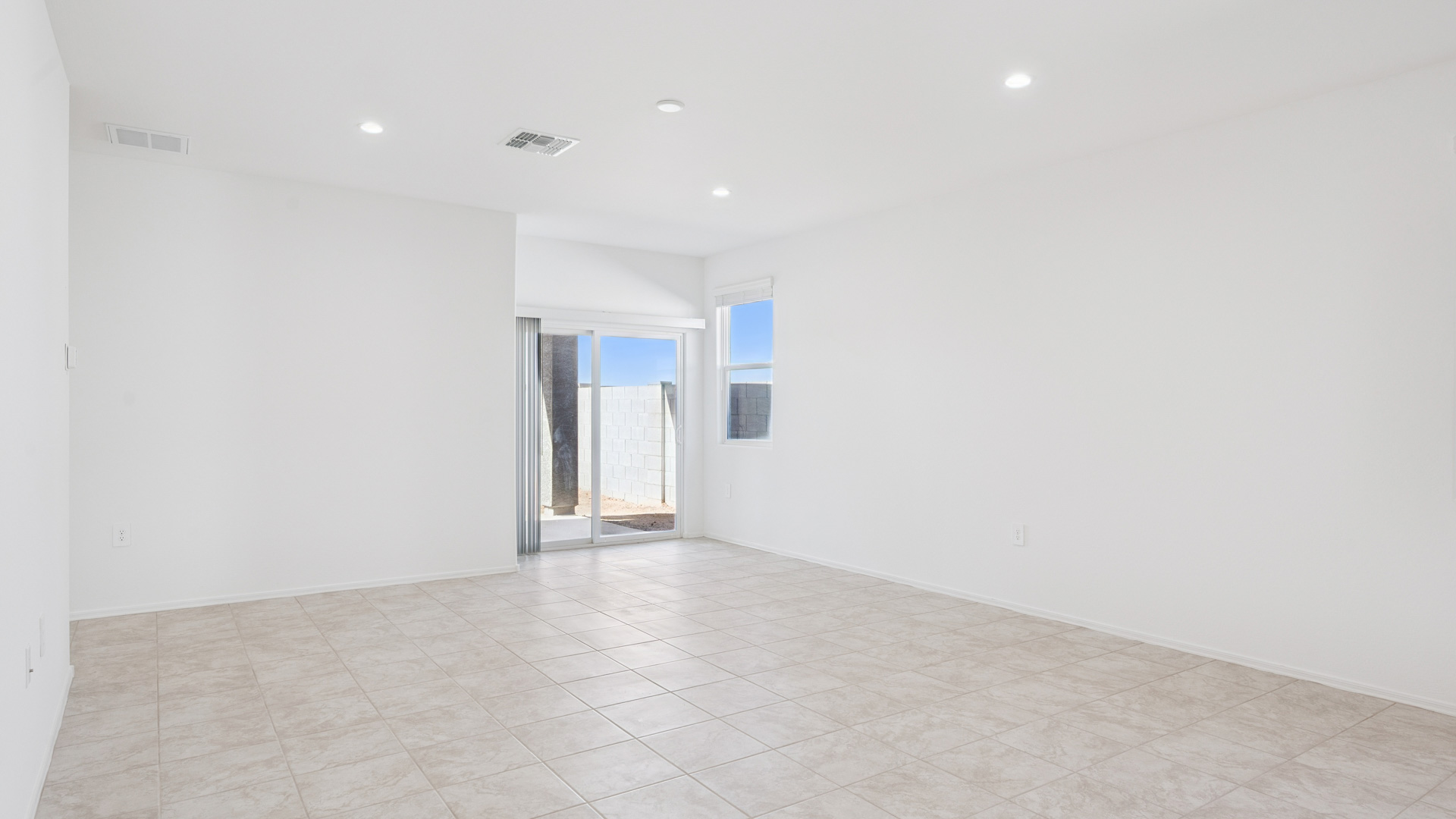 open concept living and dining area