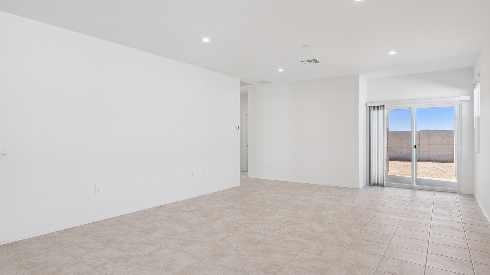open concept living and dining area