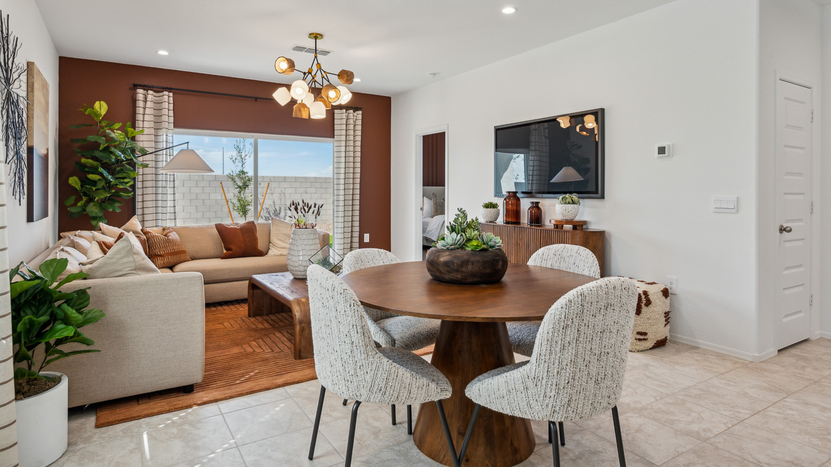 open concept living and dining area