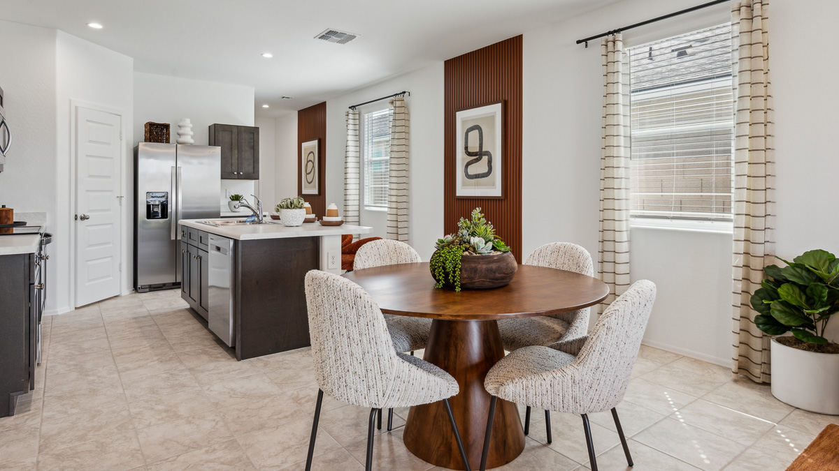 open concept living and dining area