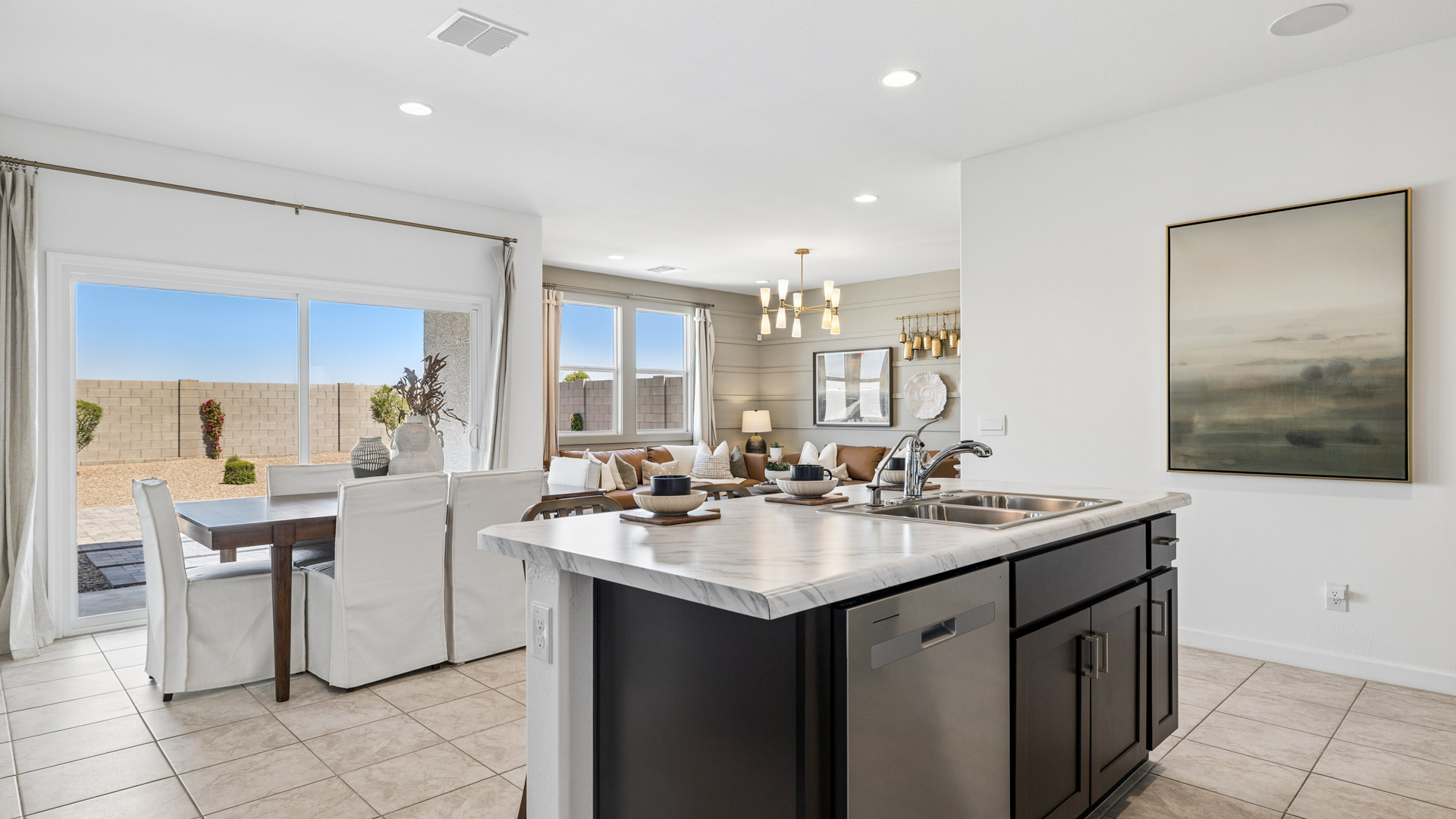 spacious kitchen with large island