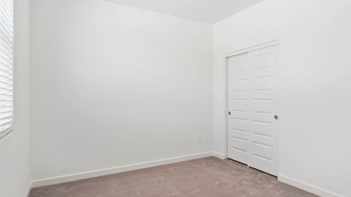 Comfortable guest bedroom featuring neutral-toned walls, carpeted flooring, and a large closet.