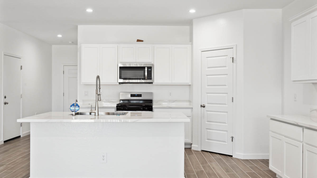 Entry hallway leading to living room and