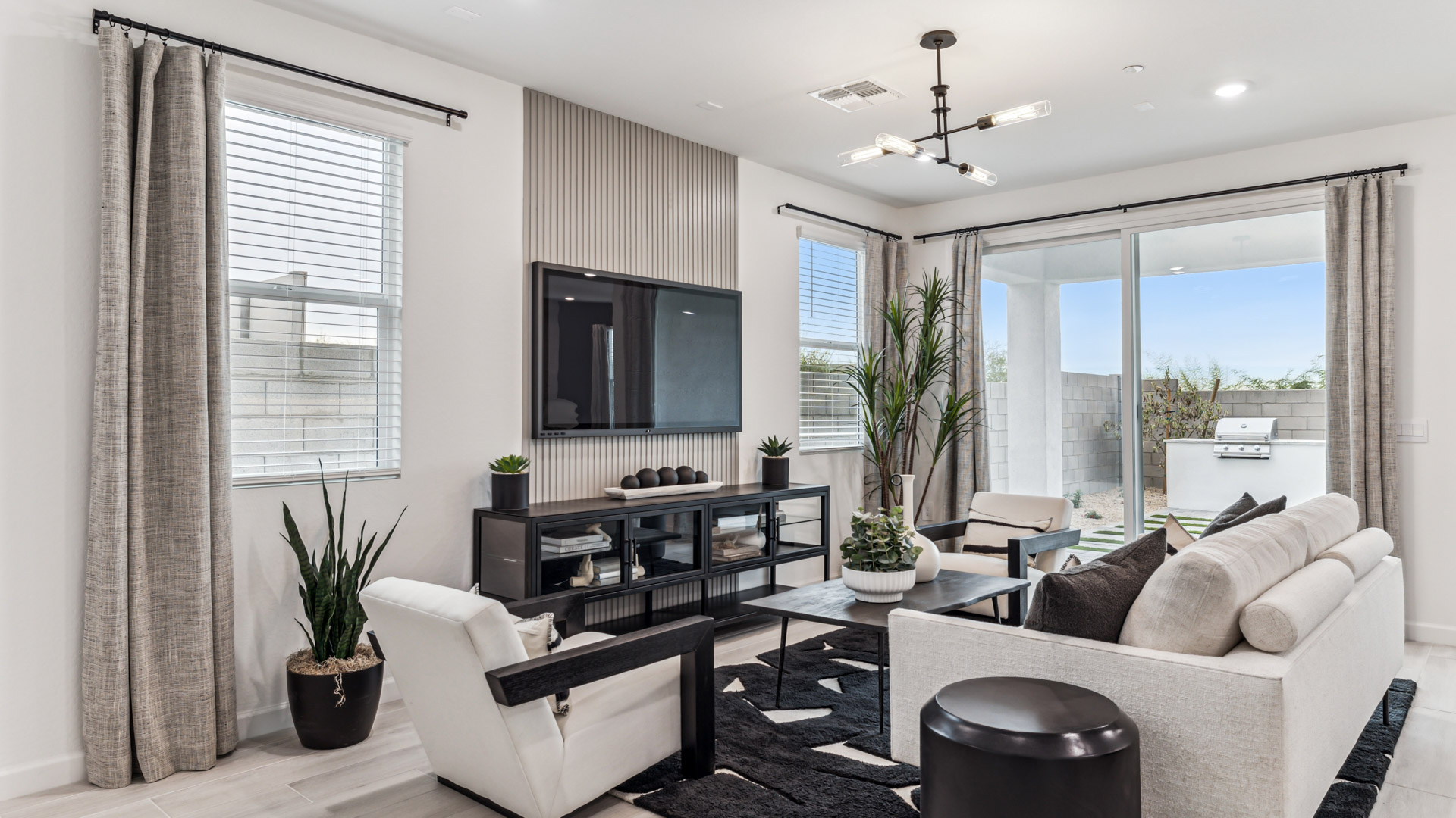 open concept living and dining area