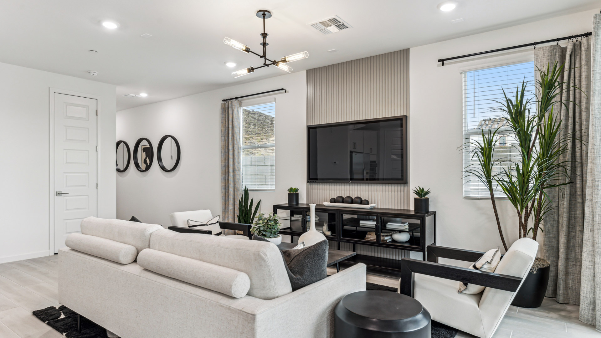 open concept living and dining area