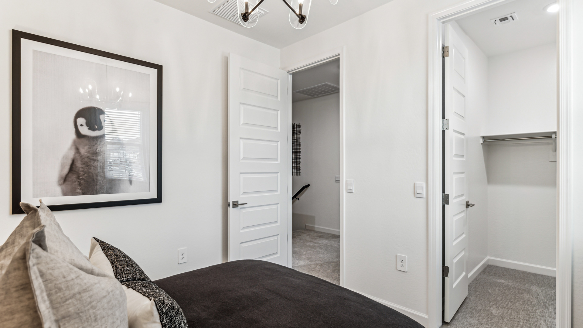 guest bedroom with large closet space