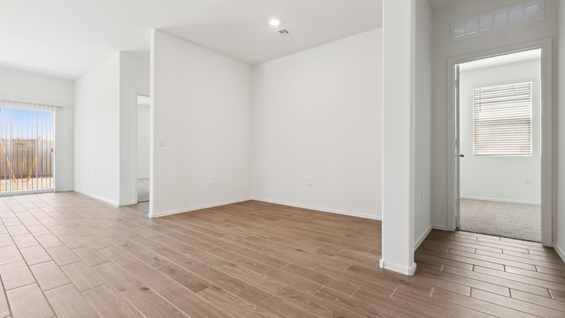Spacious dining area that connects with the living room and kitchen.