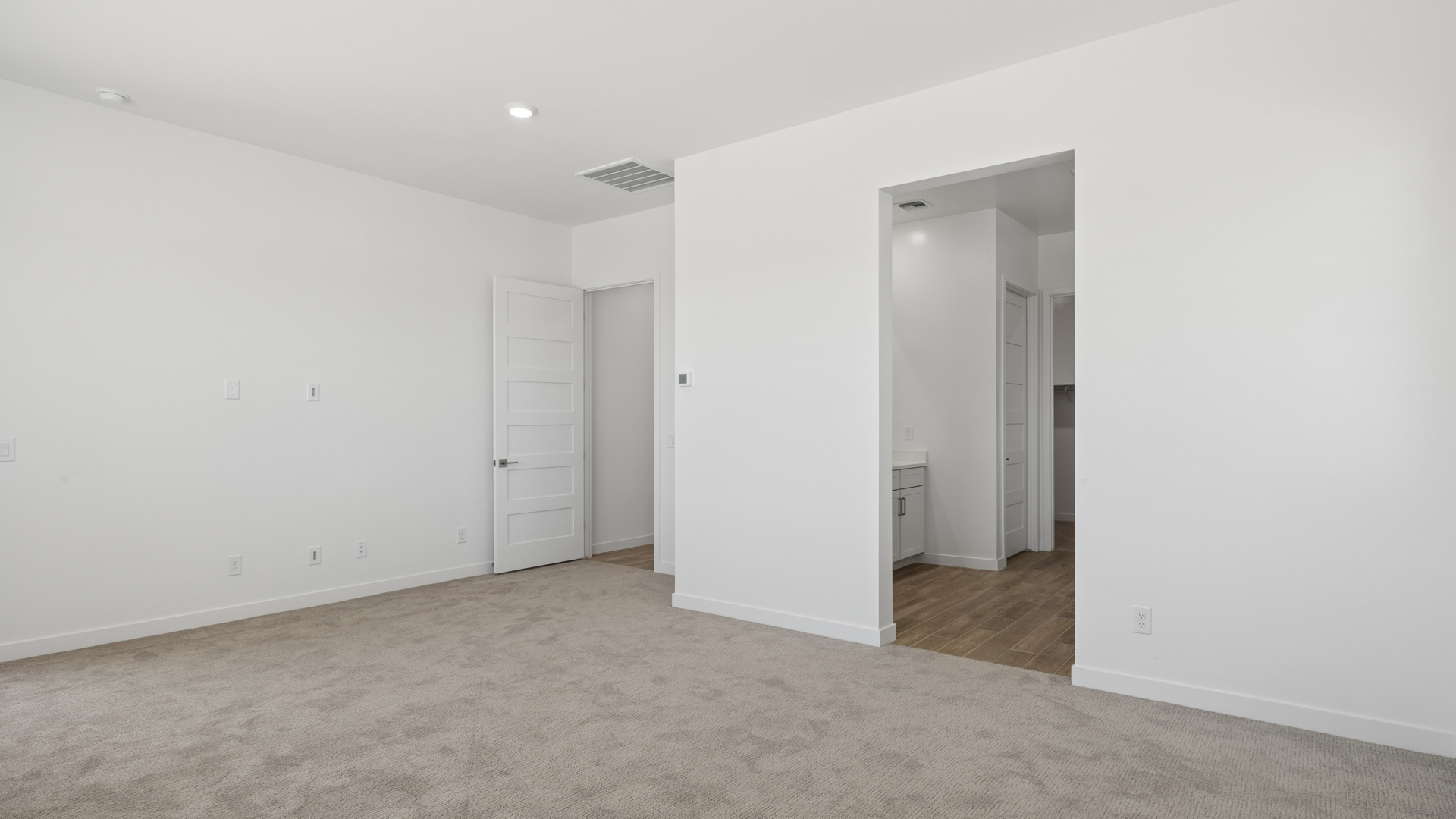 primary suite with walk in closet