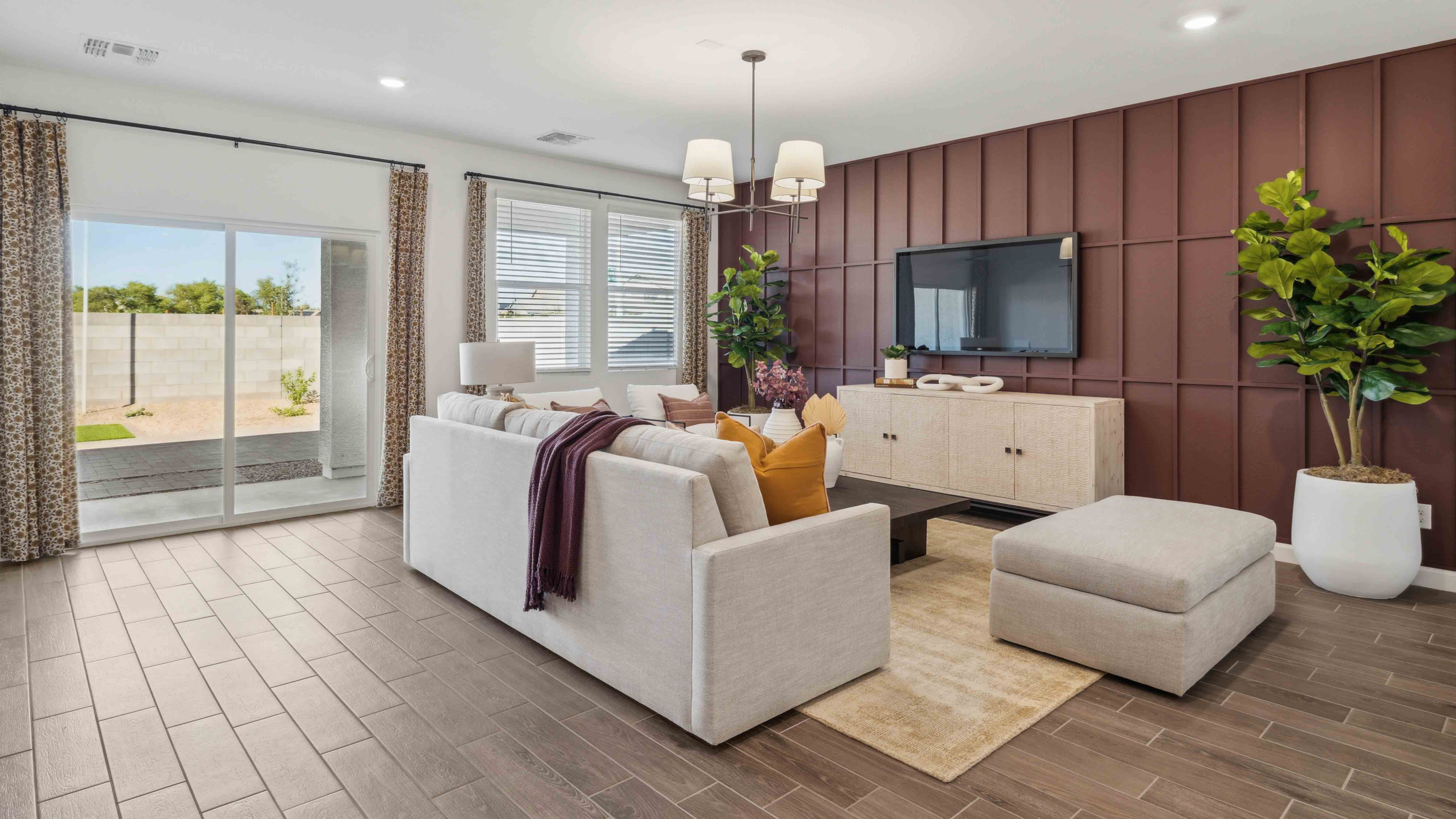 open concept living and dining area