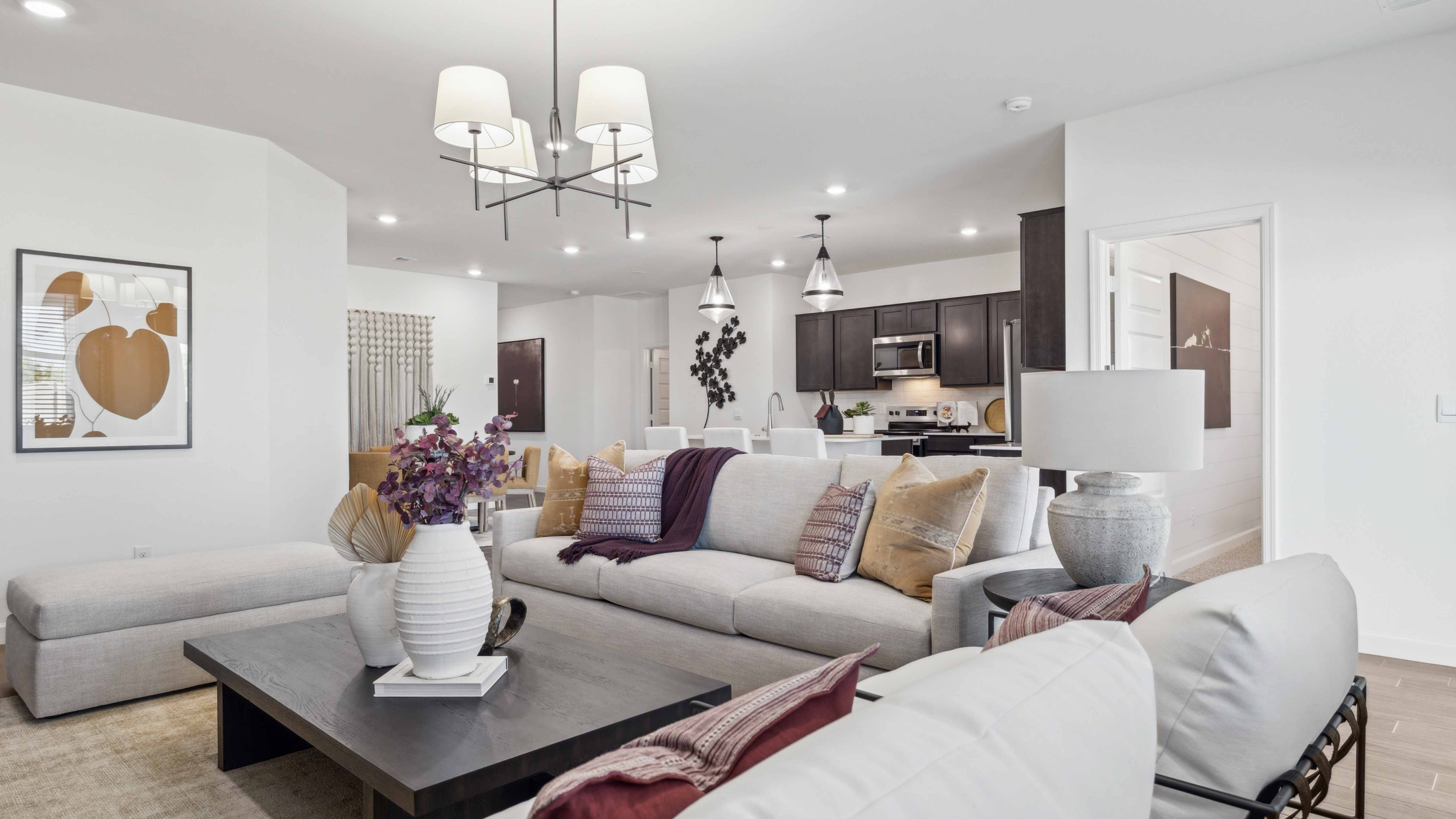 open concept living and dining area