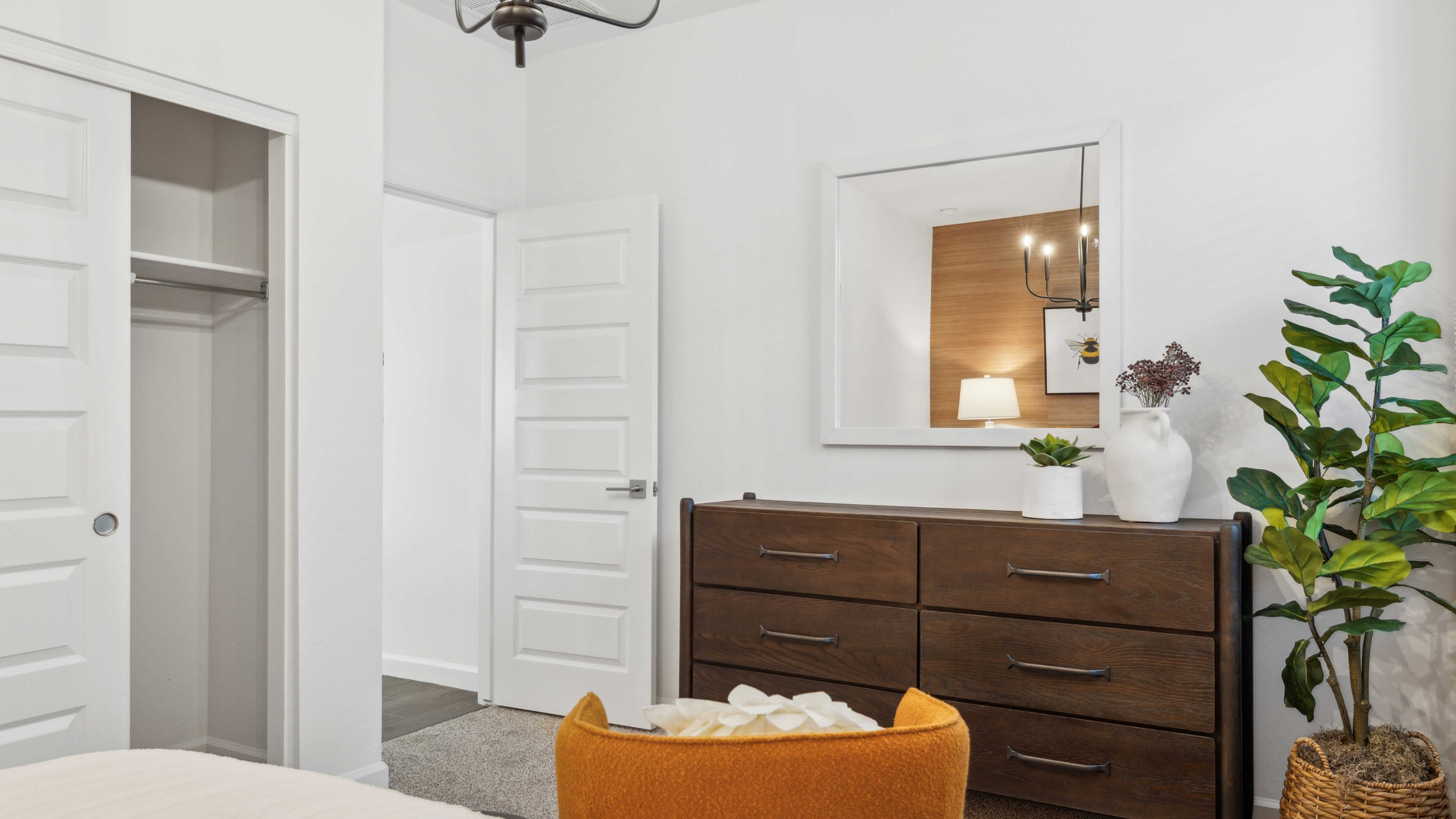 primary suite with walk in closet