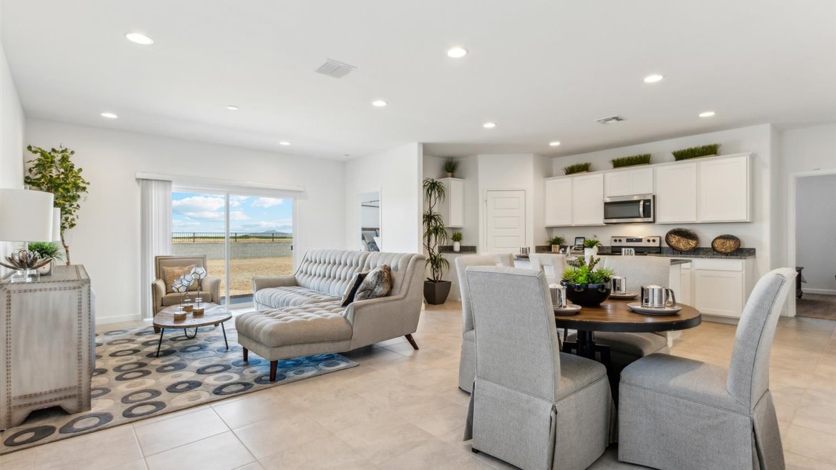 open concept living and dining area