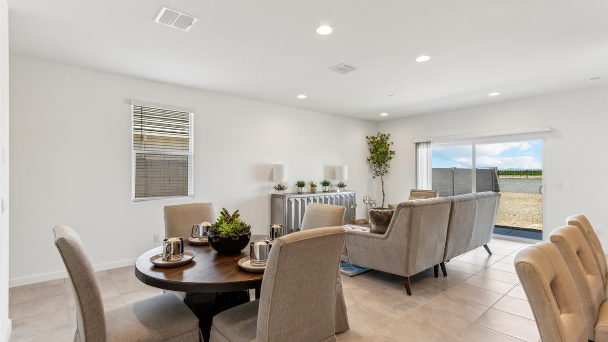 open concept living and dining area